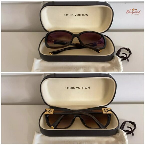 Authentic LOUIS VUITTON Brown Glitter Frame Heather Strass Sunglasses - Z0456E - Picture 12 of 12